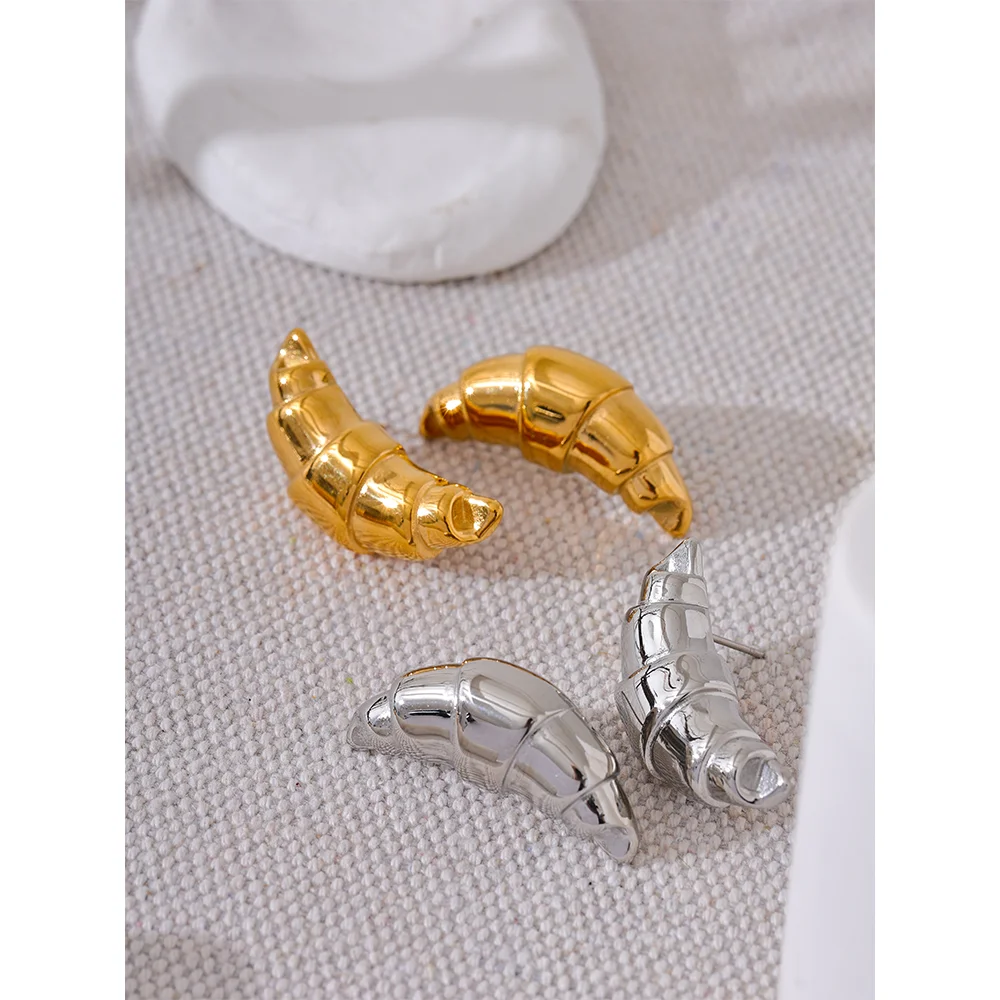 Stainless Steel Stud Croissant Earrings