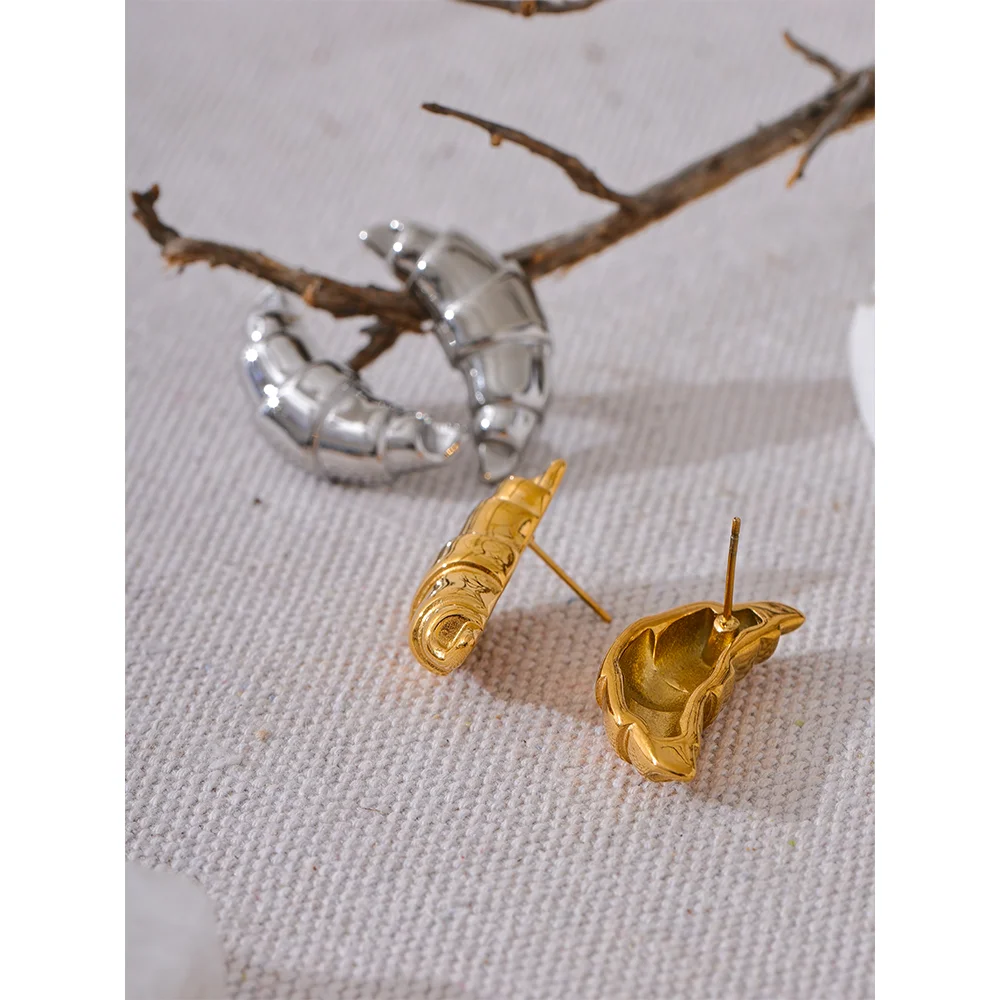 Stainless Steel Stud Croissant Earrings