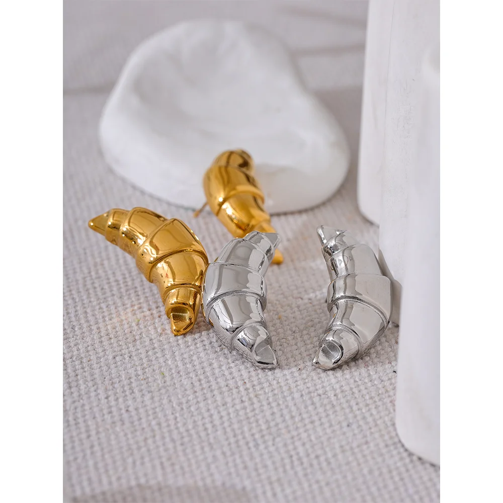 Stainless Steel Stud Croissant Earrings