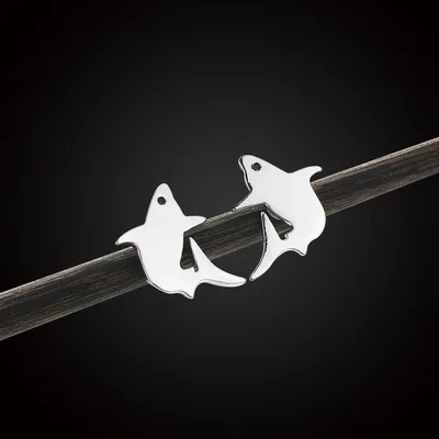 Stainless Steel Stud Shark Earrings