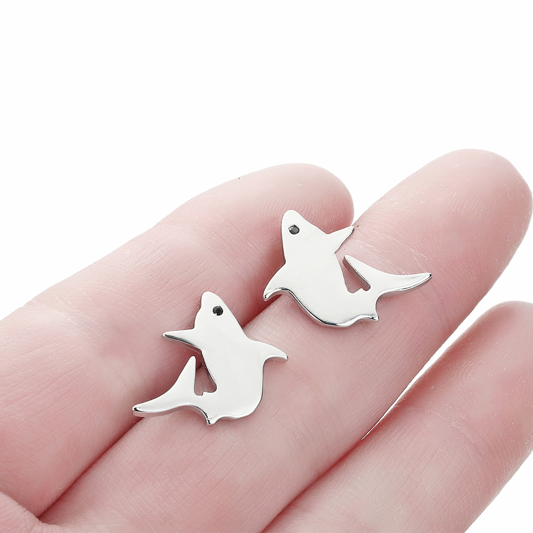 Stainless Steel Stud Shark Earrings