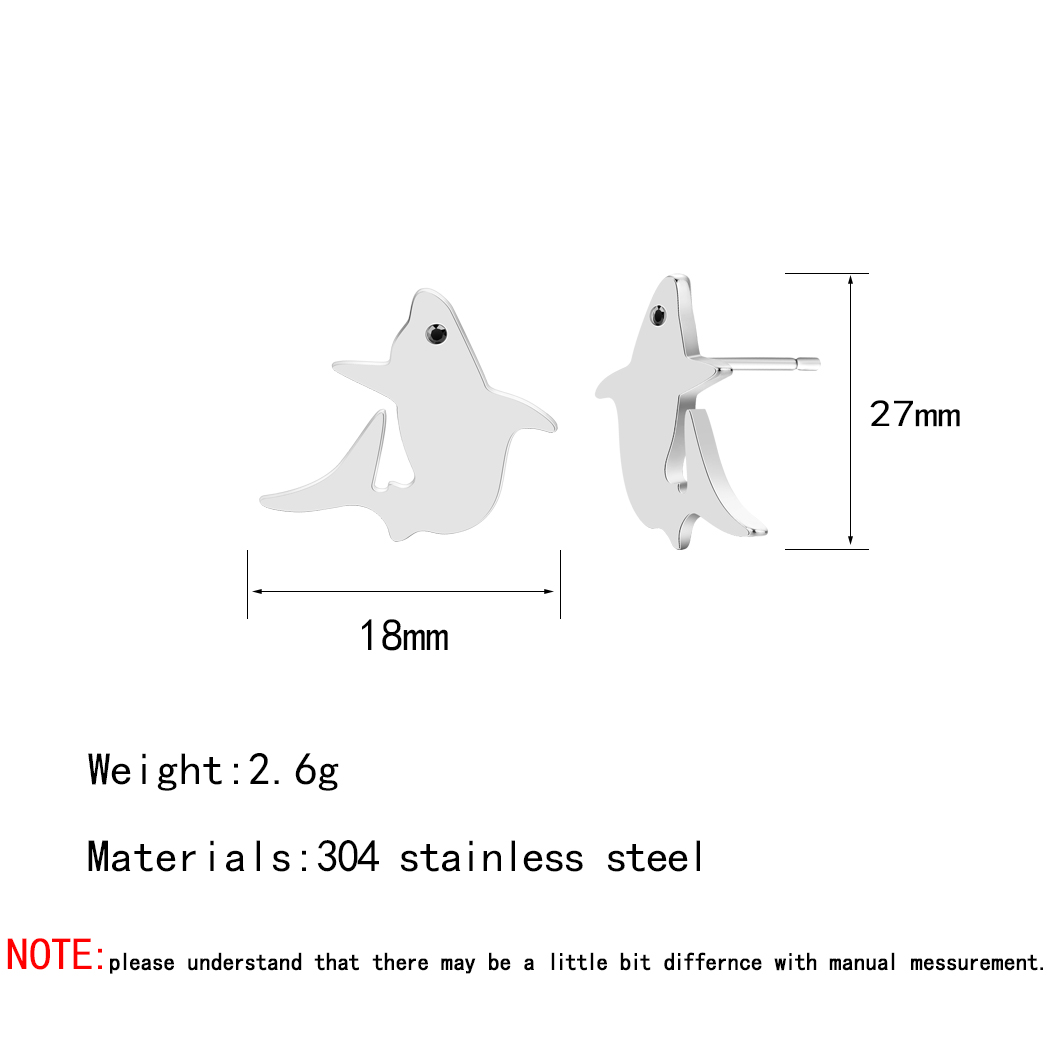 Stainless Steel Stud Shark Earrings