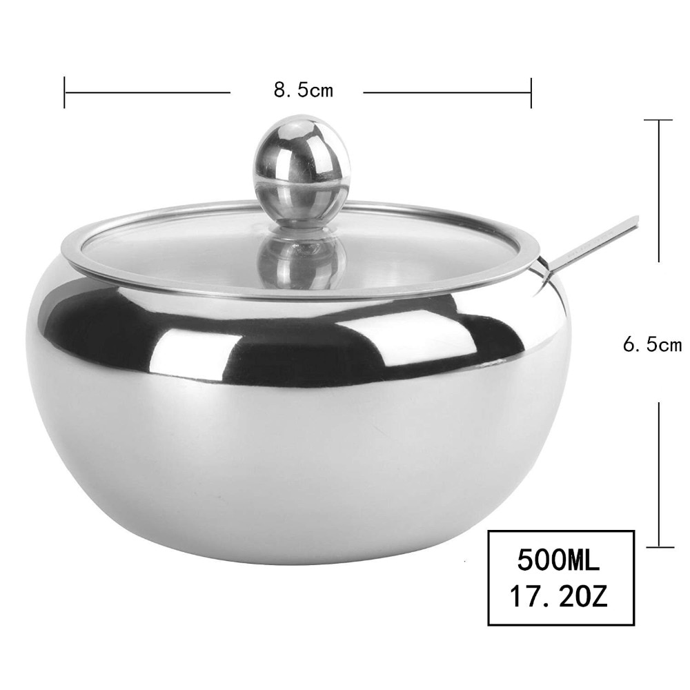 Stainless Steel Sugar Bowl with Scoop