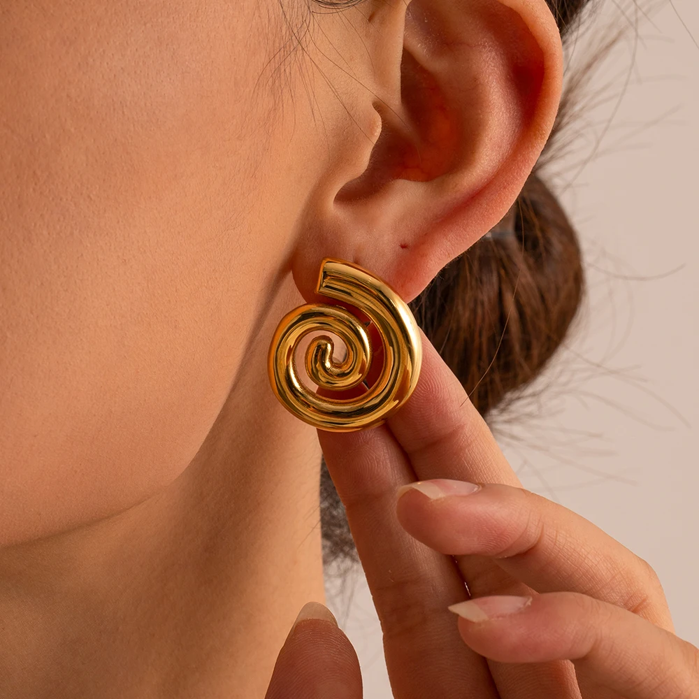 Stainless Steel Swirl Earrings