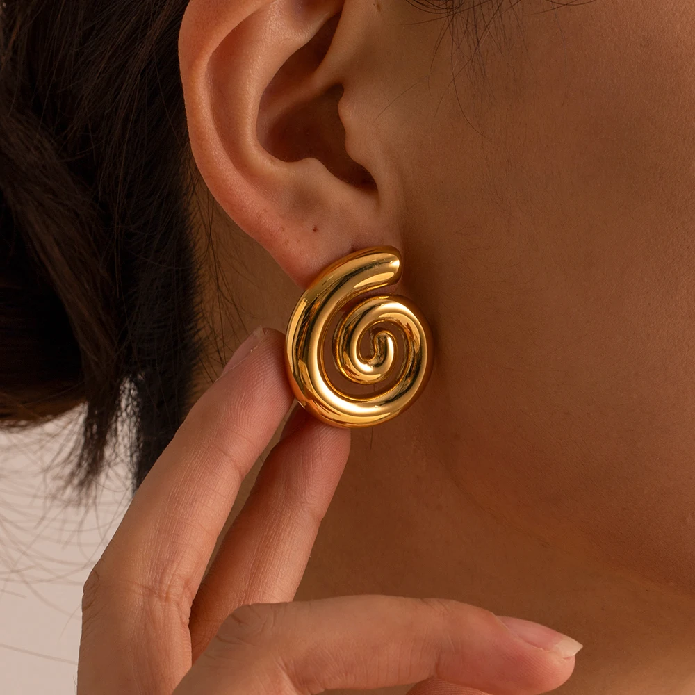 Stainless Steel Swirl Earrings