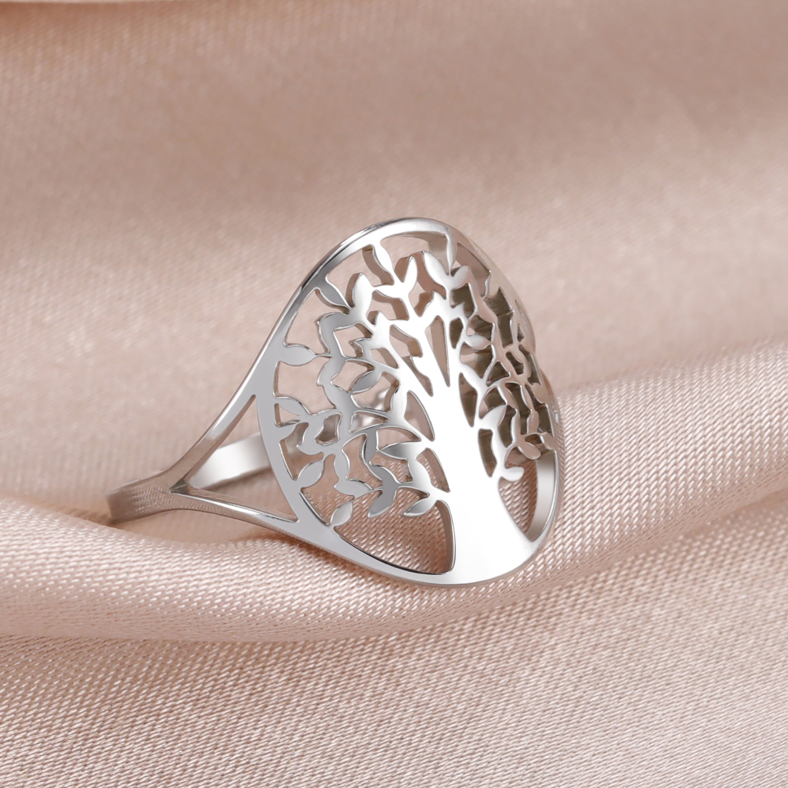 Stainless Steel Tree of Life Ring
