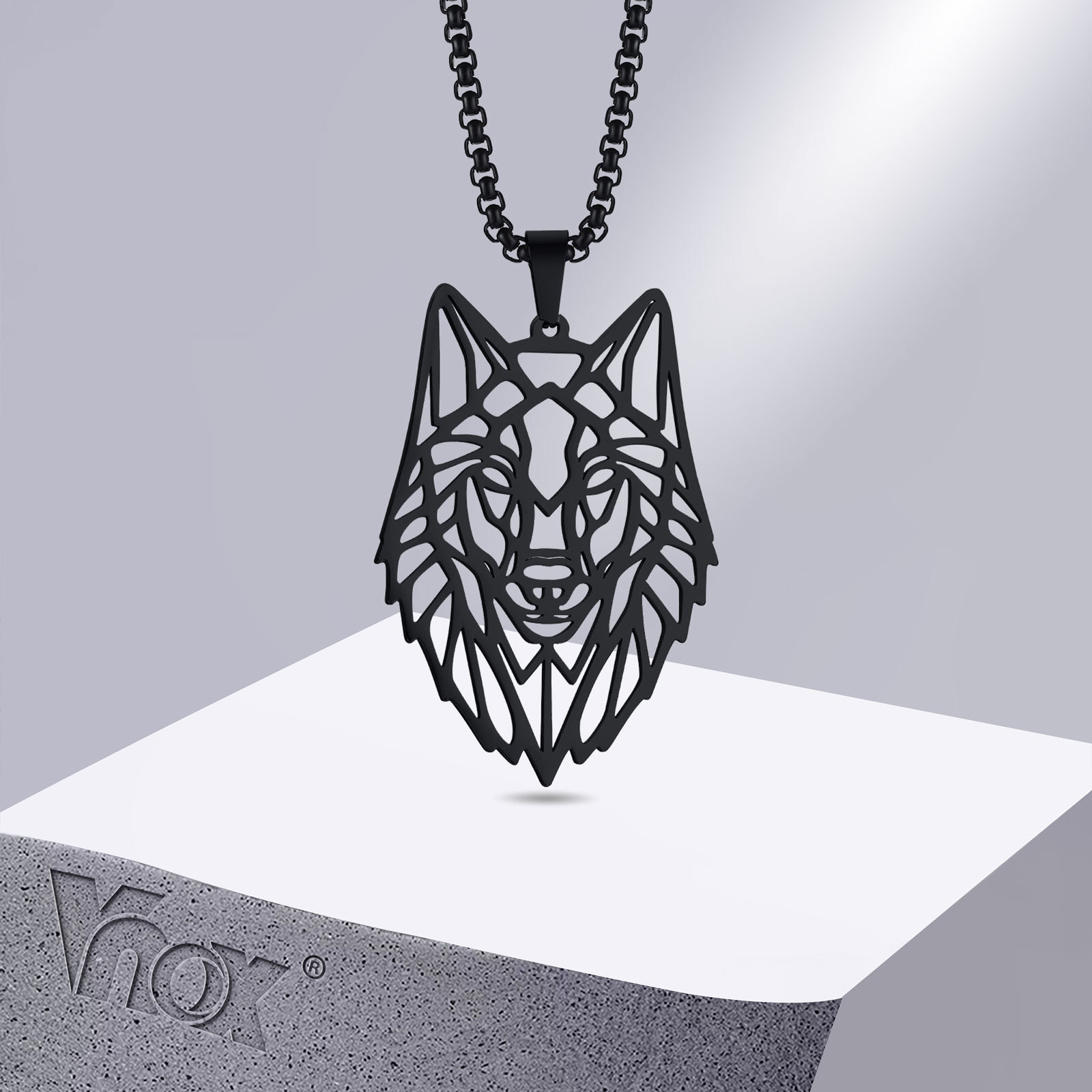 Stainless Steel Wolf Head Necklace