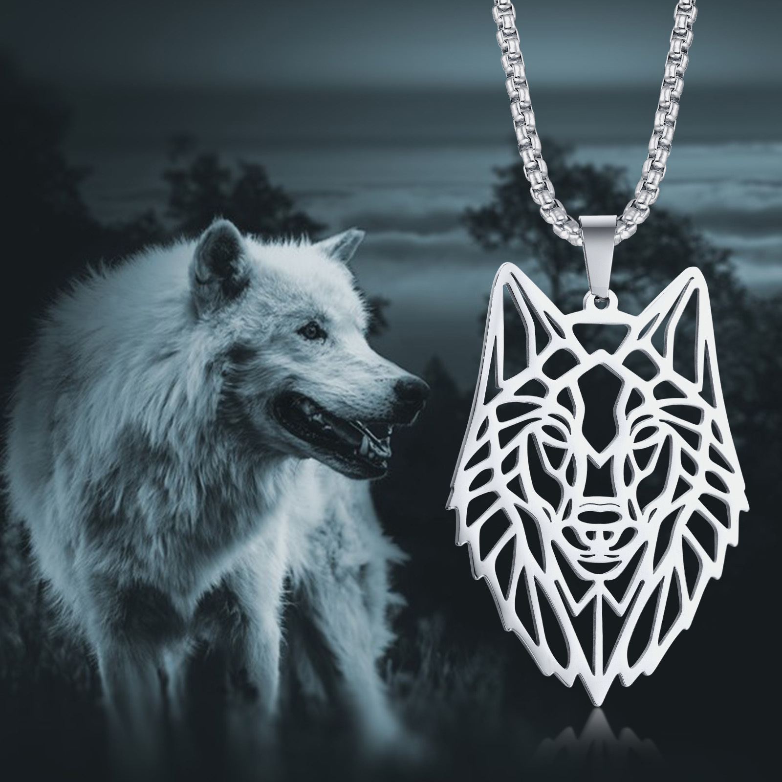 Stainless Steel Wolf Head Necklace Stainless Steel Wolf Head Necklace