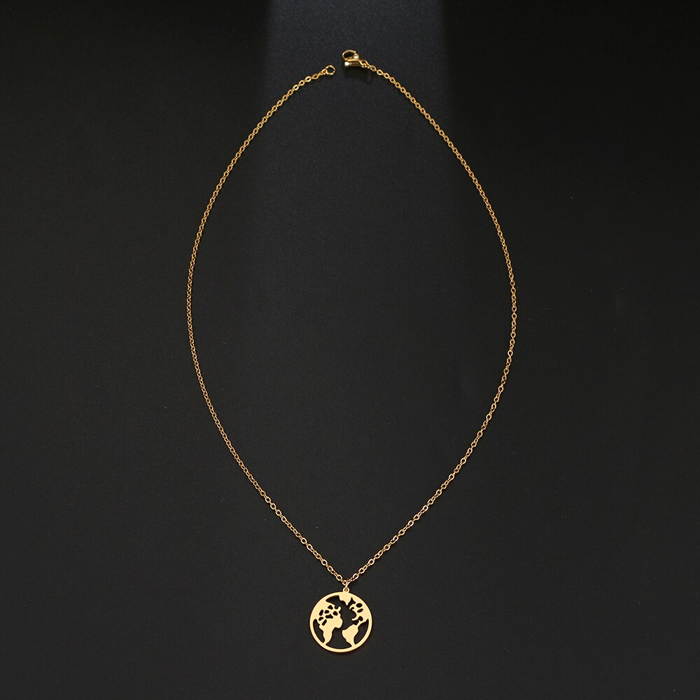 Stainless Steel World Map Necklace