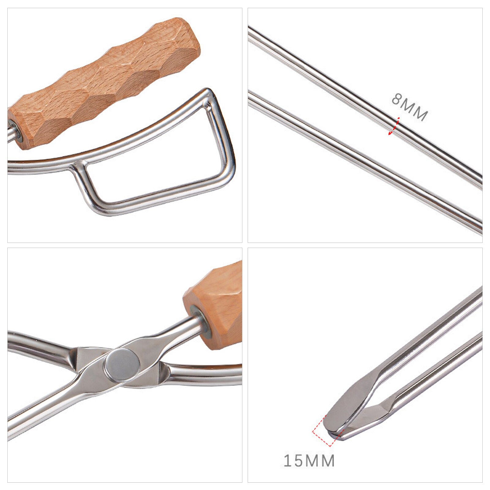 Stainless Wooden Handle Fire Pit Tongs
