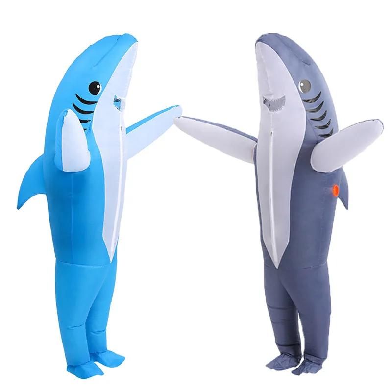 Standing Shark Inflatable Costume Cosplay for Women Men Adults Cartoon Anime Shark Costumes Beach Party Funny Dress Up