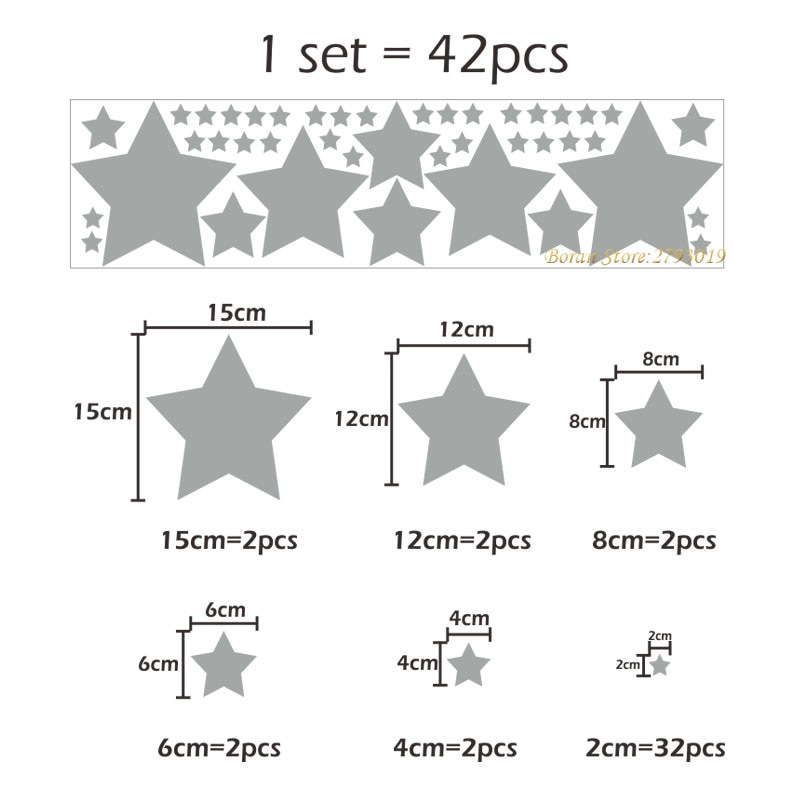 Star Wall Stickers Home Decoration (42 Pcs) Star Wall Stickers Home Decoration (42 Pcs)