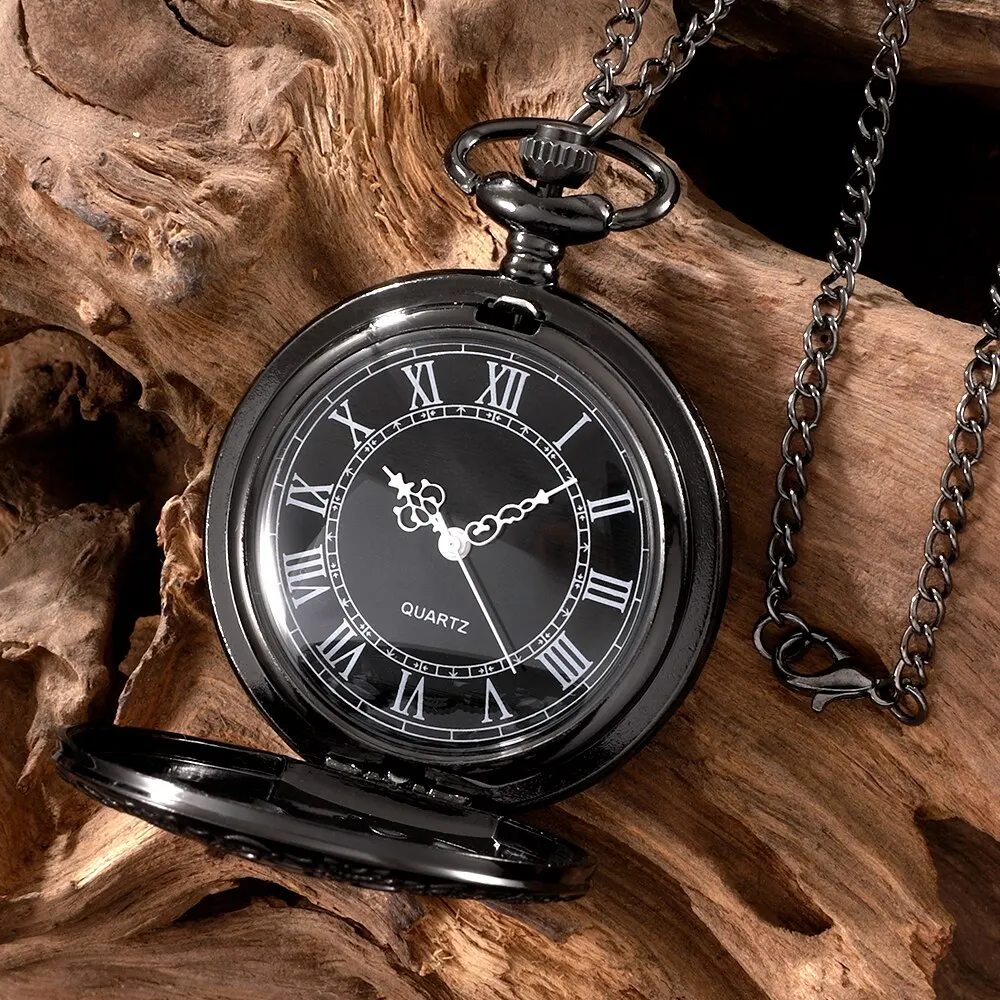 Steampunk Copper Vintage Hollow Gear Hollow Quartz Pocket Watch Necklace Pendant Clock Chain