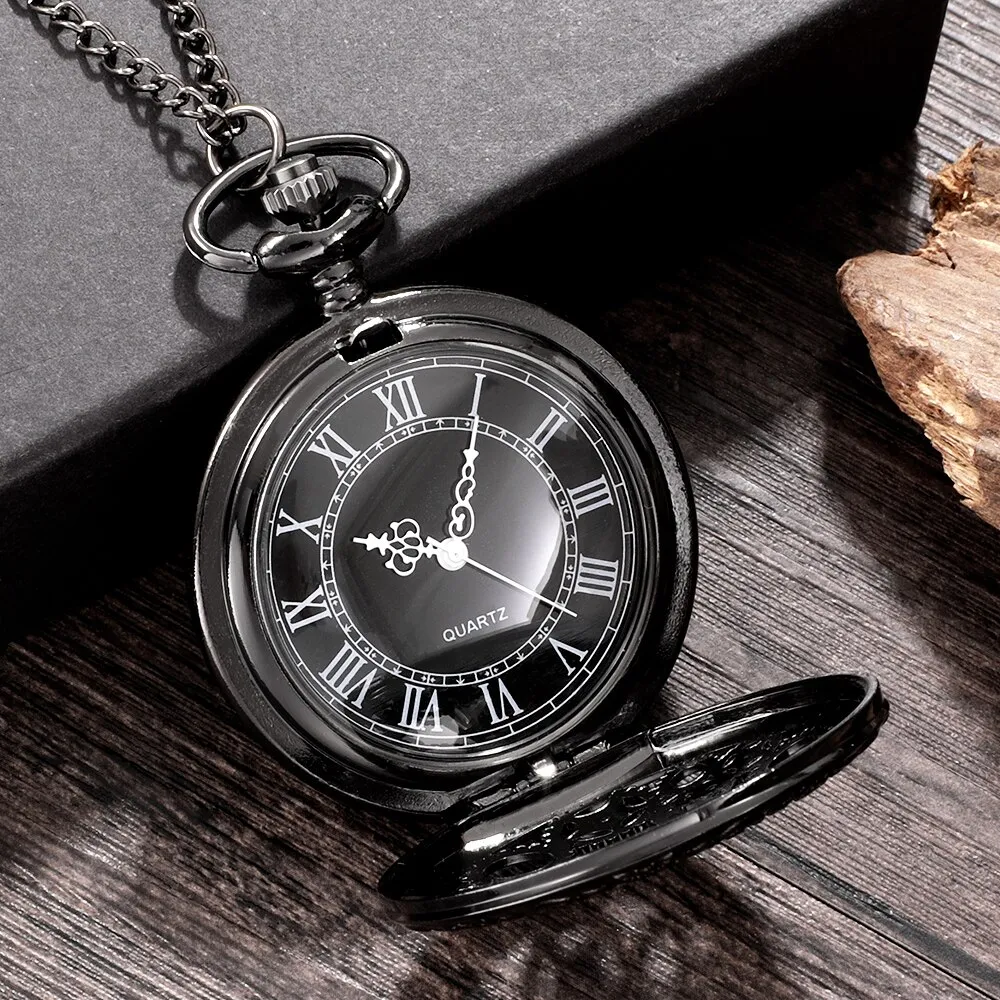 Steampunk Copper Vintage Hollow Gear Hollow Quartz Pocket Watch Necklace Pendant Clock Chain