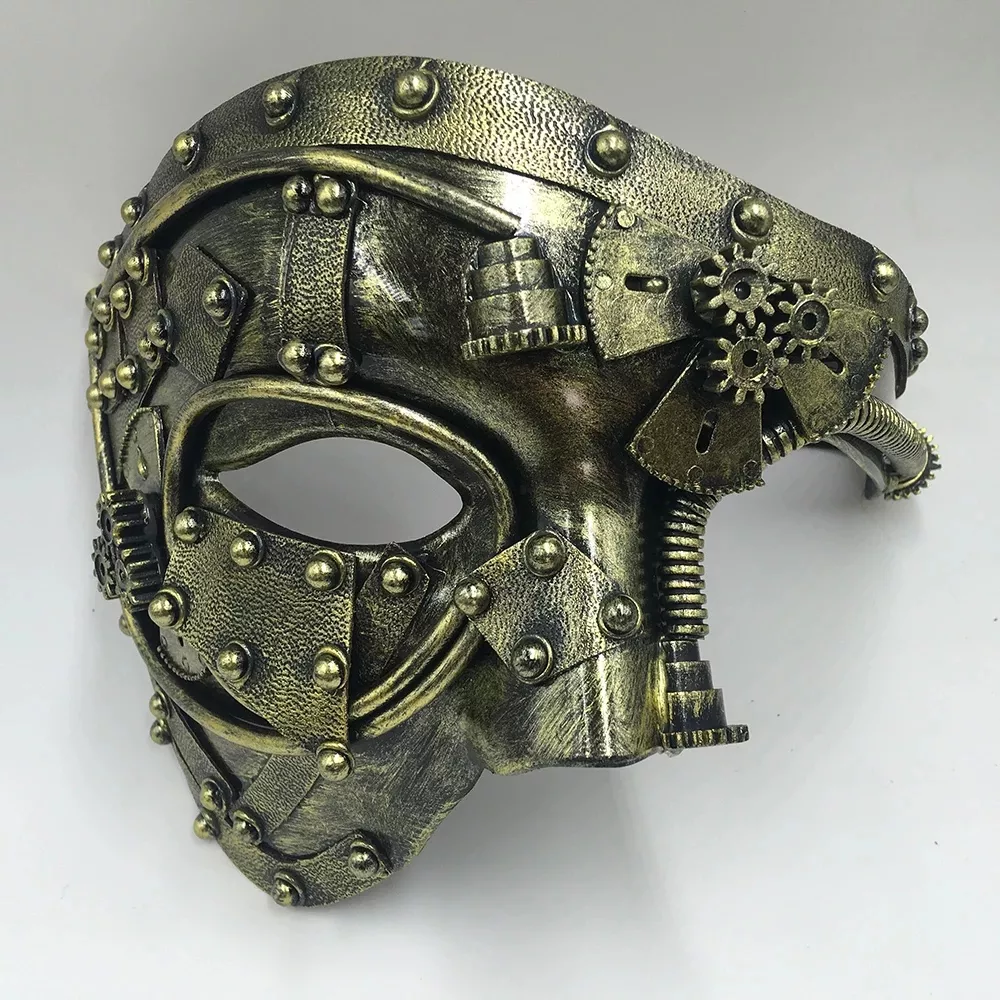 Steampunk Phantom Masquerade Cosplay Medieval Retro Mask Ball Half Face Men Punk Costume Halloween Party Costume Props Steampunk Phantom Masquerade Cosplay Medieval Retro Mask Ball Half Face Men Punk Costume Halloween Party Costume Props