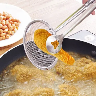 Steel Food Tongs with Strainer
