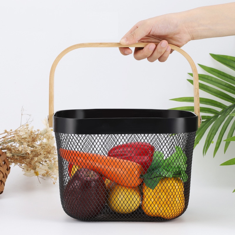 Steel Mesh Basket with Wooden Handle