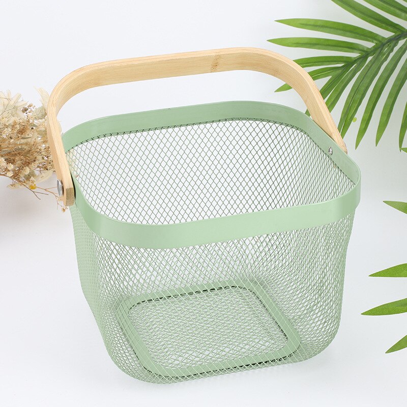 Steel Mesh Basket with Wooden Handle Steel Mesh Basket with Wooden Handle