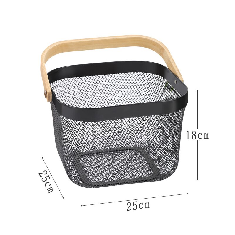 Steel Mesh Basket with Wooden Handle Steel Mesh Basket with Wooden Handle