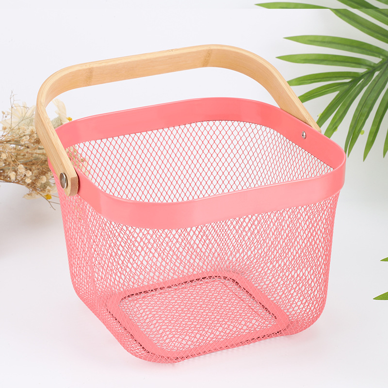 Steel Mesh Basket with Wooden Handle Steel Mesh Basket with Wooden Handle