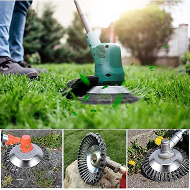 Steel Wire Wheel Garden Weed Brush Lawn Mower Grass Eater Trimmer Brush Cutter Tools Garden Grass Trimmer Head Weed
