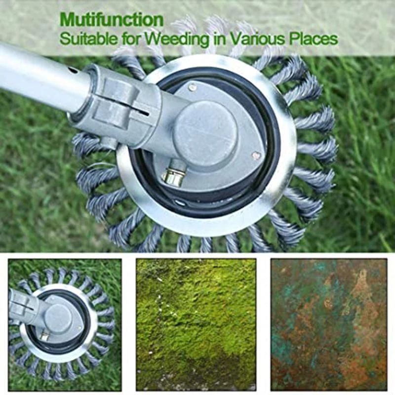 Steel Wire Wheel Garden Weed Brush Lawn Mower Grass Eater Trimmer Brush Cutter Tools Garden Grass Trimmer Head Weed