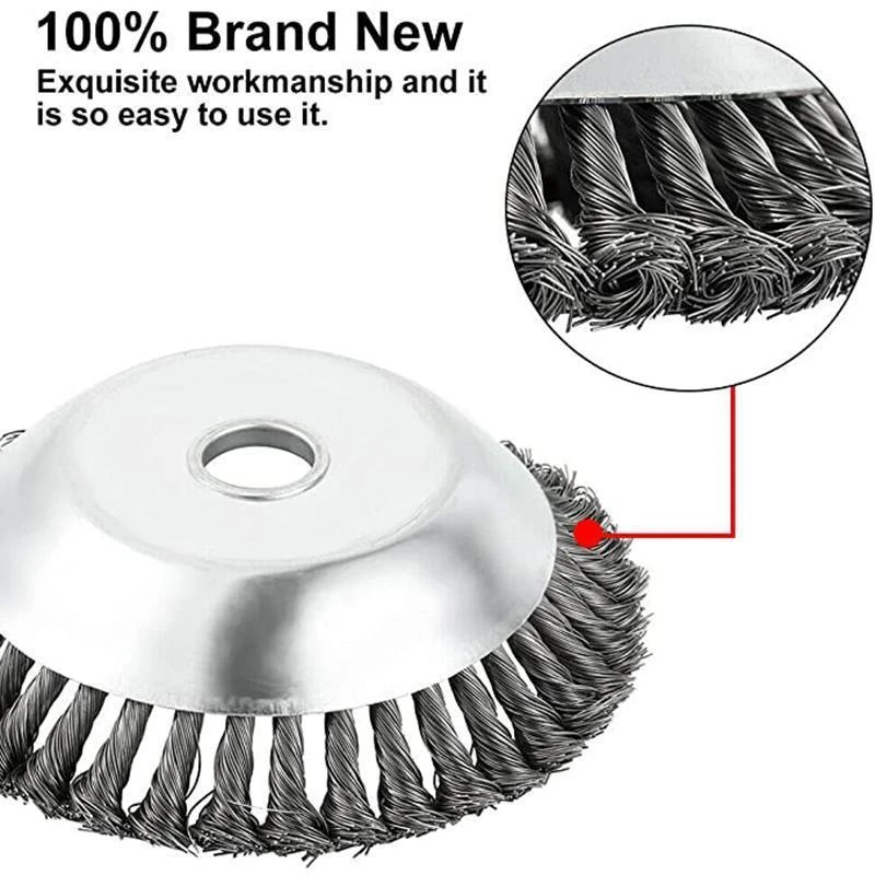 Steel Wire Wheel Garden Weed Brush Lawn Mower Grass Eater Trimmer Brush Cutter Tools Garden Grass Trimmer Head Weed