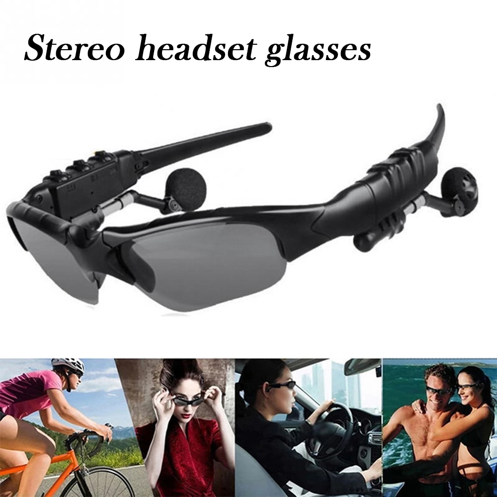 Stereo Earphones Wireless Headset with Mic Polarized Glasses Sunglasses for Driving Cycling Sports Noise Reduction