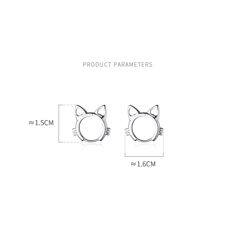 Sterling Silver Cat Hoop Earrings