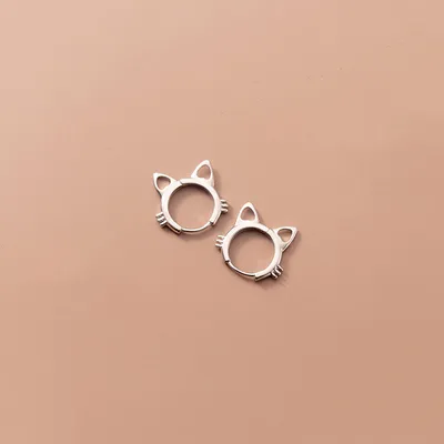 Sterling Silver Cat Hoop Earrings
