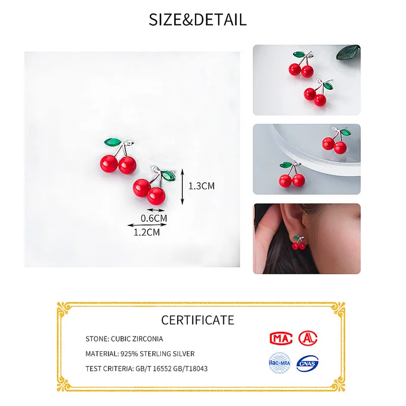 Sterling Silver Cherry Stud Earrings Sterling Silver Cherry Stud Earrings
