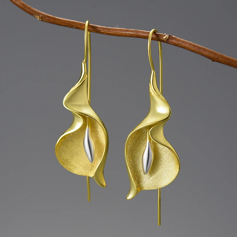 Sterling Silver Dangle Calla Lily Earrings
