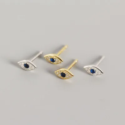 Sterling Silver Evil Eye Stud Earrings Sterling Silver Evil Eye Stud Earrings