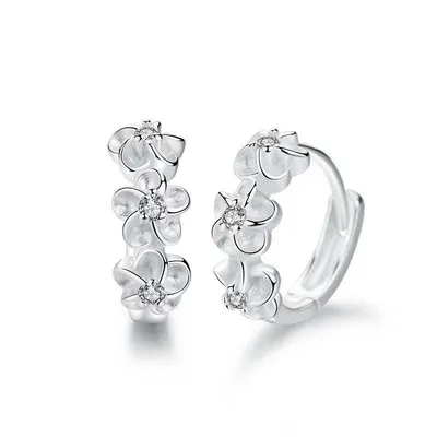 Sterling Silver Flower Earrings for Women Sterling Silver Flower Earrings for Women