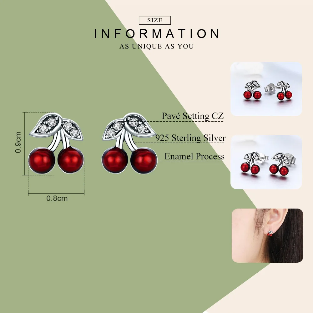 Sterling Silver Red Cherry Earrings Sterling Silver Red Cherry Earrings