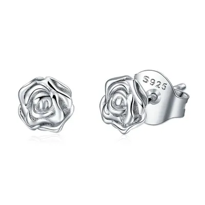 Sterling Silver Rose Stud Earrings Sterling Silver Rose Stud Earrings