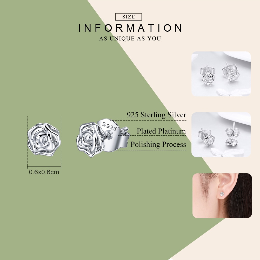 Sterling Silver Rose Stud Earrings Sterling Silver Rose Stud Earrings