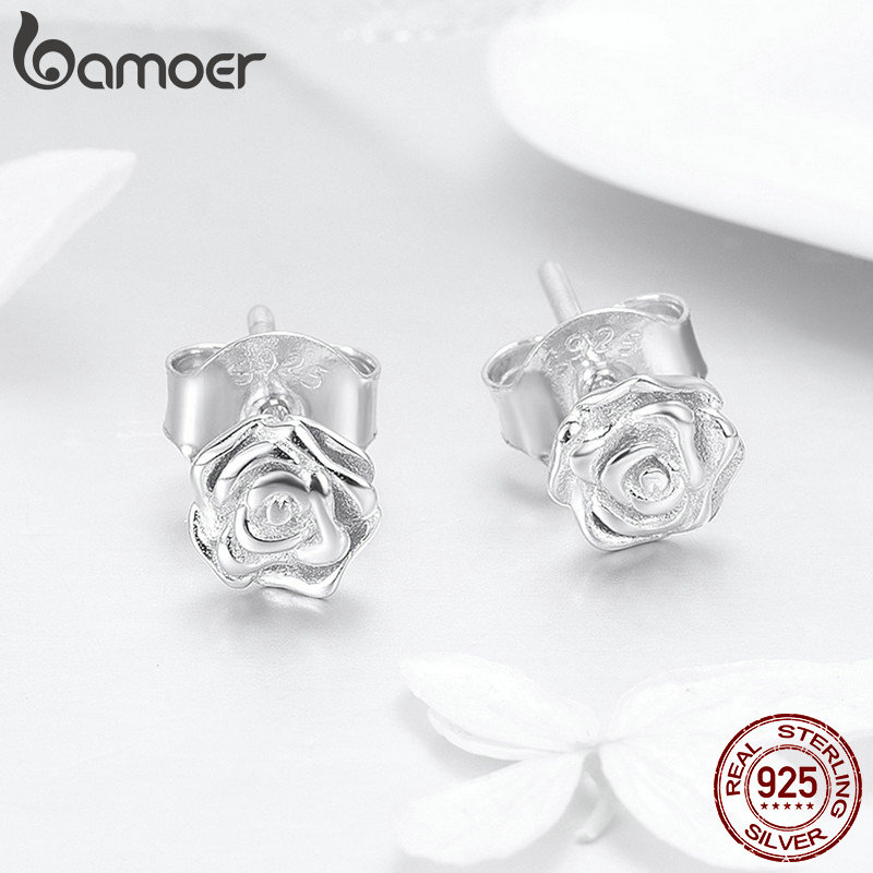 Sterling Silver Rose Stud Earrings Sterling Silver Rose Stud Earrings