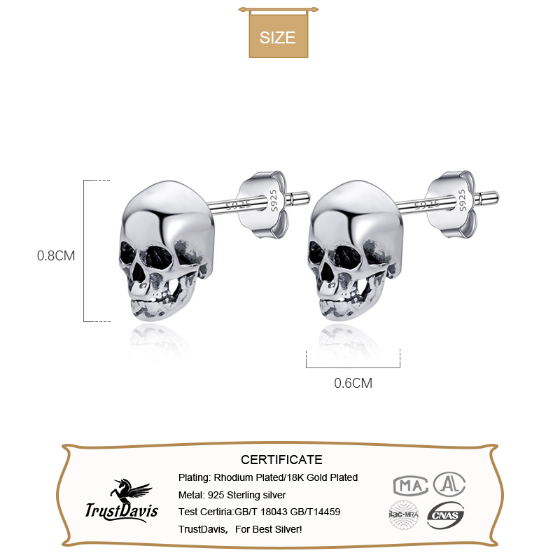Sterling Silver Skull Stud Earrings Sterling Silver Skull Stud Earrings