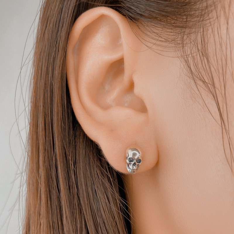 Sterling Silver Skull Stud Earrings Sterling Silver Skull Stud Earrings