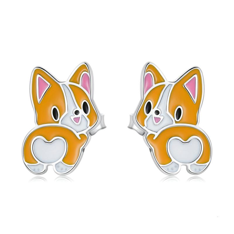 Sterling Silver Stud Corgi Earrings Sterling Silver Stud Corgi Earrings