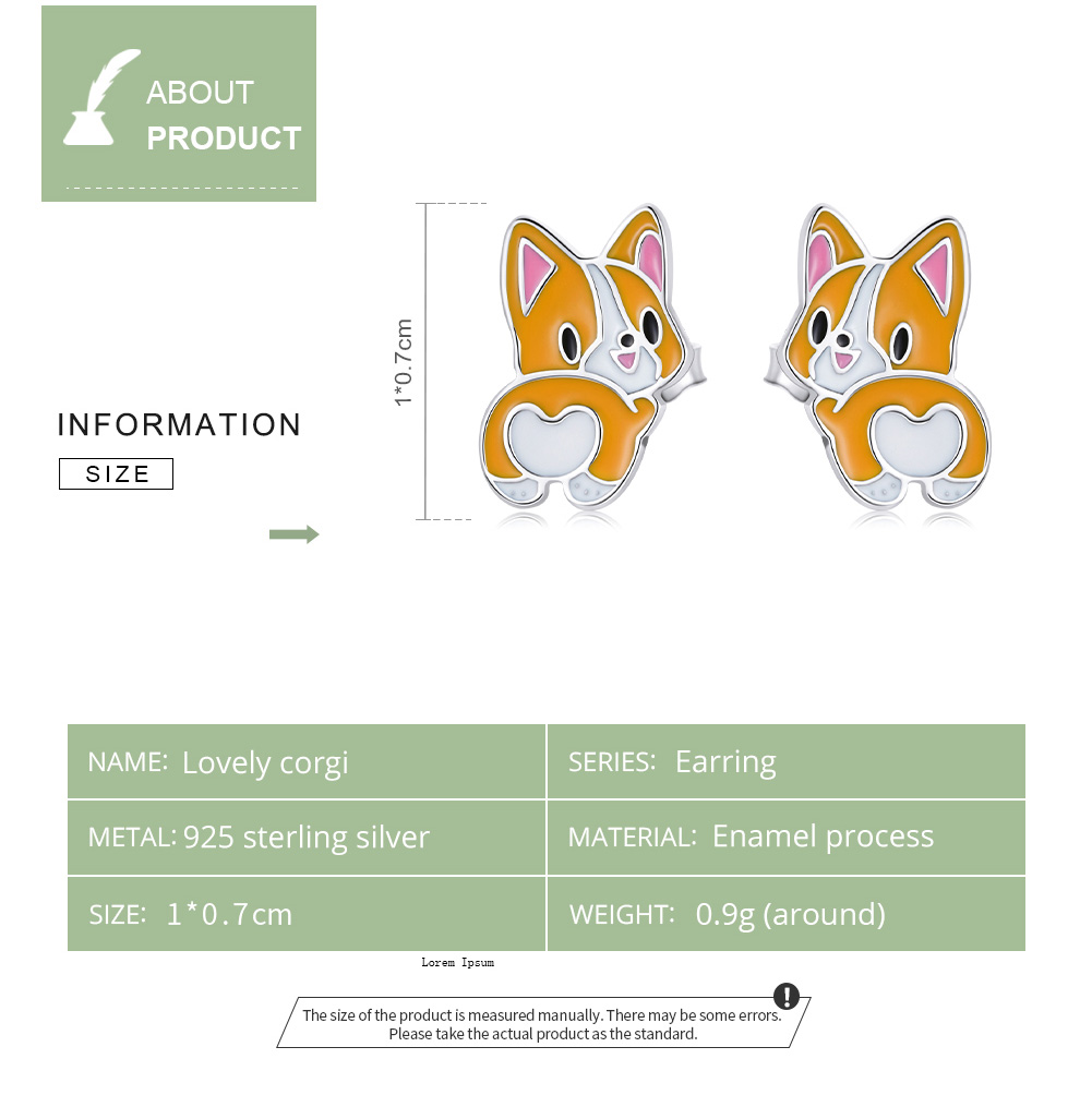 Sterling Silver Stud Corgi Earrings Sterling Silver Stud Corgi Earrings