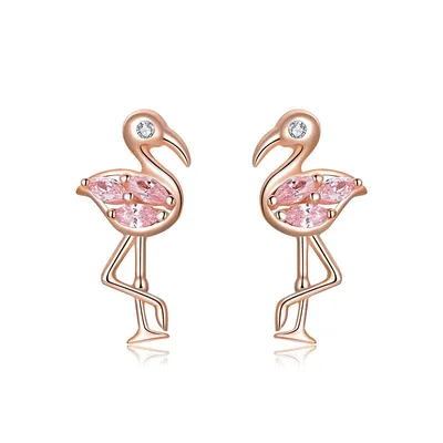 Sterling Silver Stud Flamingo Earrings