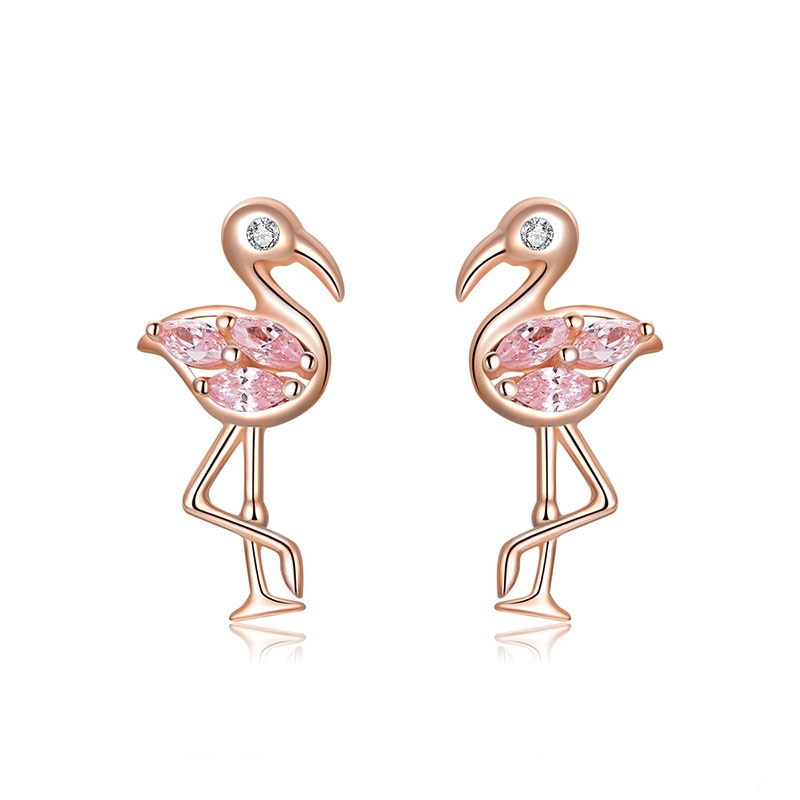 Sterling Silver Stud Flamingo Earrings Sterling Silver Stud Flamingo Earrings