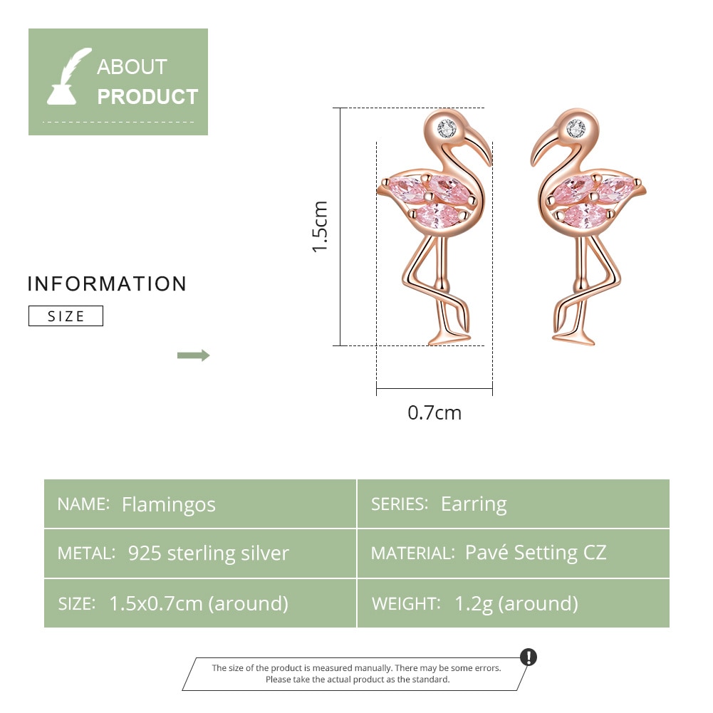 Sterling Silver Stud Flamingo Earrings