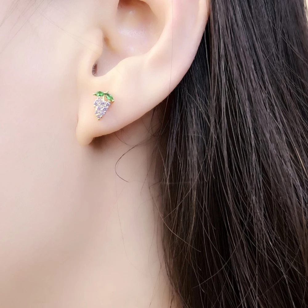 Sterling Silver Stud Grape Earrings Sterling Silver Stud Grape Earrings