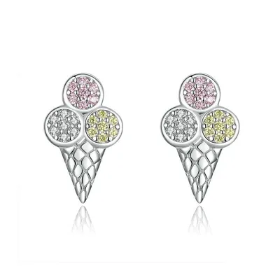 Sterling Silver Stud Ice Cream Earrings