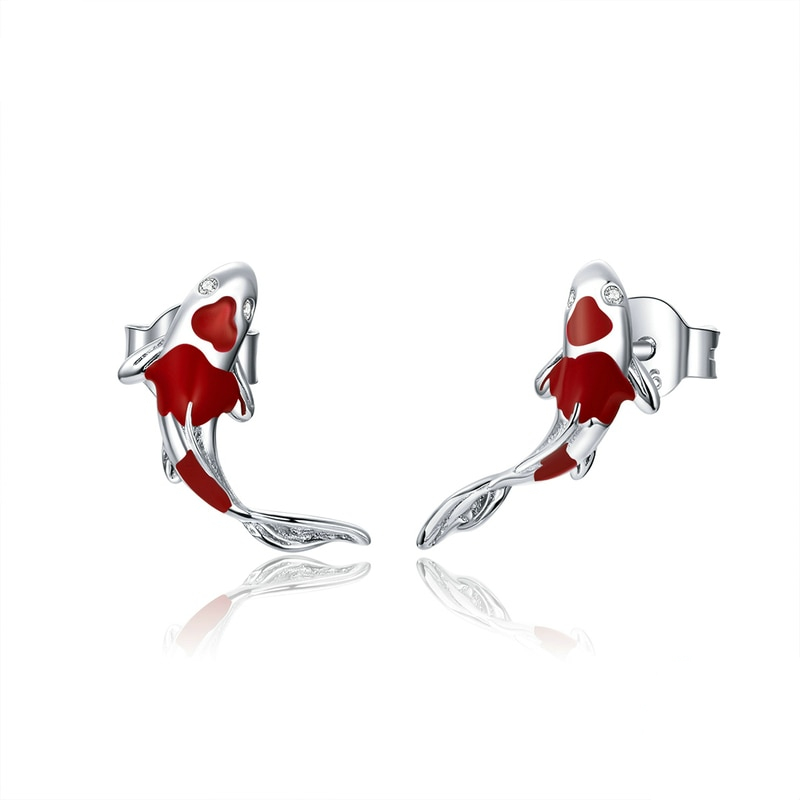 Sterling Silver Stud Koi Fish Earrings Sterling Silver Stud Koi Fish Earrings
