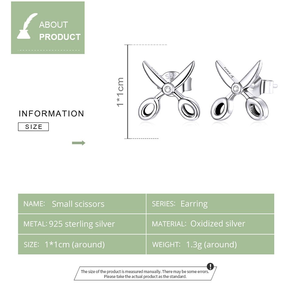 Sterling Silver Stud Scissor Earrings Sterling Silver Stud Scissor Earrings