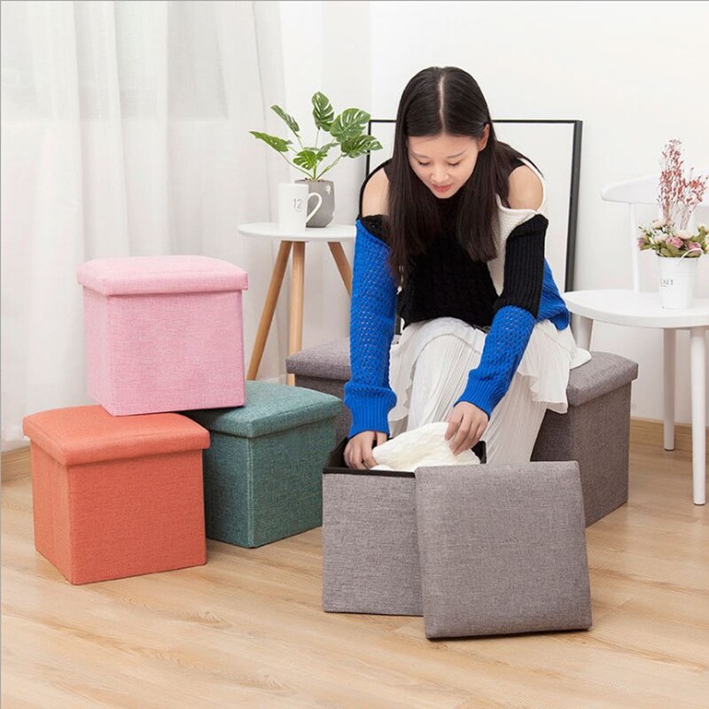 Stool with Storage Fabric Exterior Stool with Storage Fabric Exterior